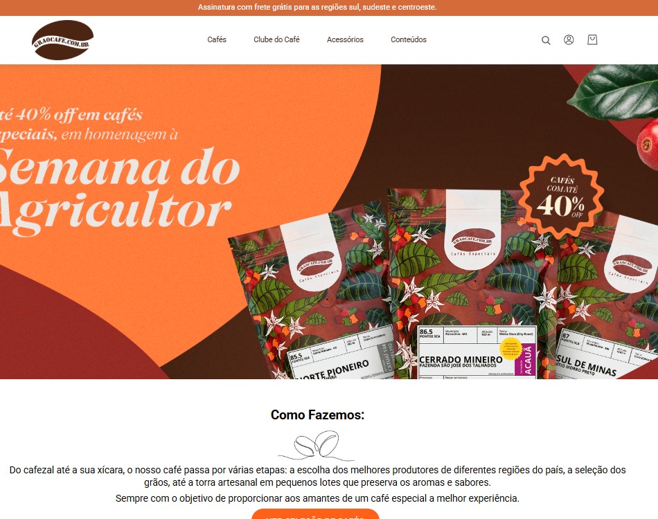captura de tela da loja grao café